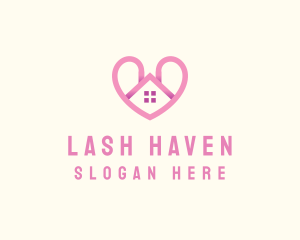 Pink Love Heart Home logo design