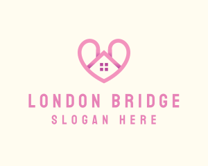 Pink Love Heart Home logo design