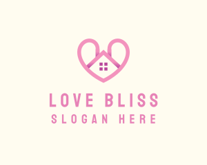 Love - Pink Love Heart Home logo design