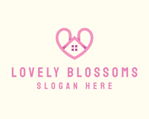 Lovely - Pink Love Heart Home logo design