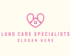 Pink Love Heart Home logo design