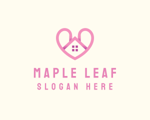 Pink Love Heart Home logo design