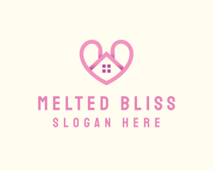 Pink Love Heart Home logo design