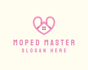 Pink Love Heart Home logo design