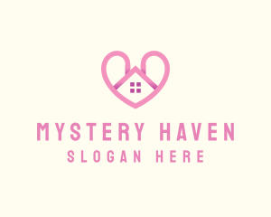 Pink Love Heart Home logo design