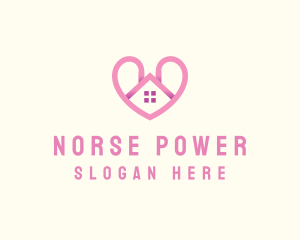 Pink Love Heart Home logo design