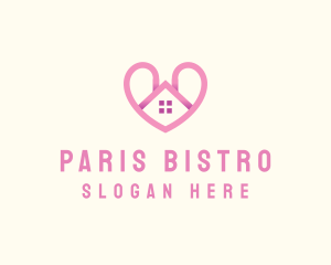 Pink Love Heart Home logo design