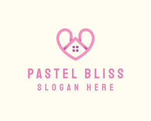 Pink Love Heart Home logo design