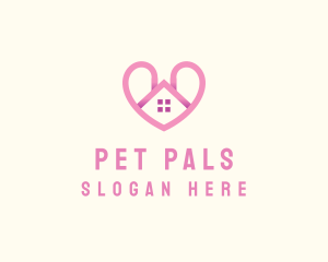 Pink Love Heart Home logo design