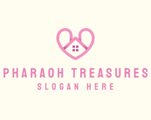 Pink Love Heart Home logo design