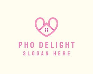 Pink Love Heart Home logo design