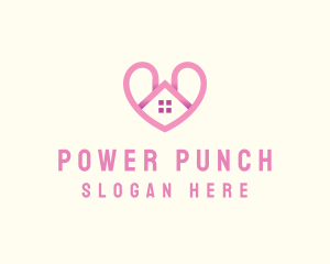 Pink Love Heart Home logo design