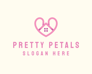 Pink Love Heart Home logo design