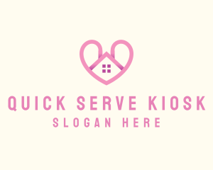 Pink Love Heart Home logo design