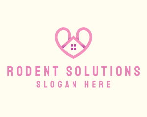 Pink Love Heart Home logo design