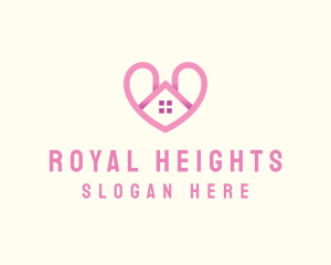 Pink Love Heart Home logo design