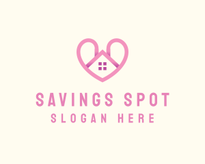 Pink Love Heart Home logo design