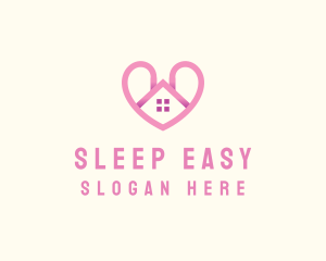 Pink Love Heart Home logo design