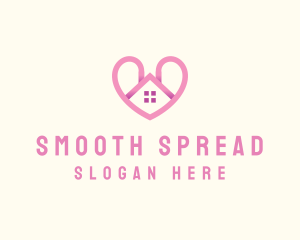 Pink Love Heart Home logo design