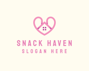 Pink Love Heart Home logo design