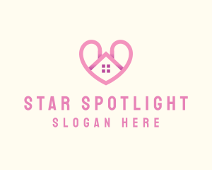 Pink Love Heart Home logo design