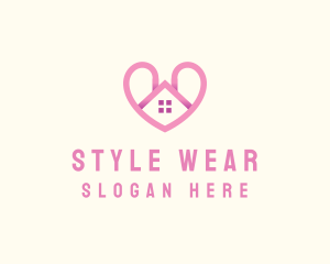 Pink Love Heart Home logo design