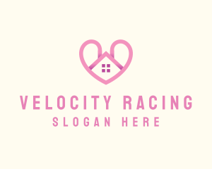 Pink Love Heart Home logo design