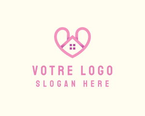 Caregiver - Pink Love Heart Home logo design