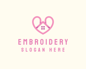 Pink Love Heart Home logo design