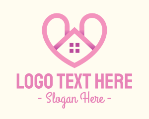 Lovely - Pink Love Heart Home logo design