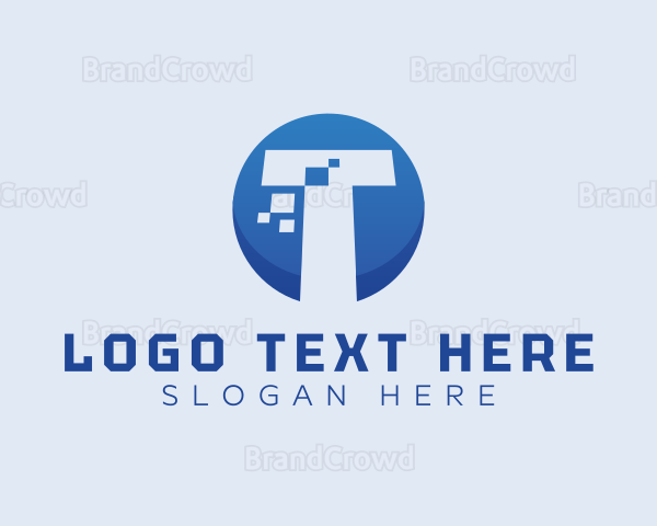 Technology Pixel Letter T Logo