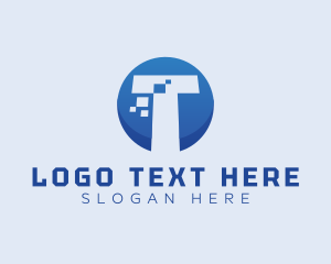 Technology - Technology Pixel Letter T logo design
