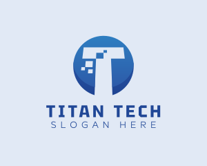 Technology Pixel Letter T logo design