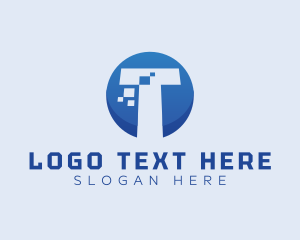 Letter T - Technology Pixel Letter T logo design