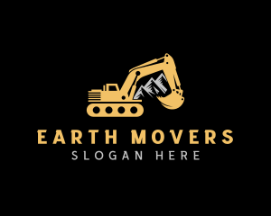 Builder Excavator Mountain logo design