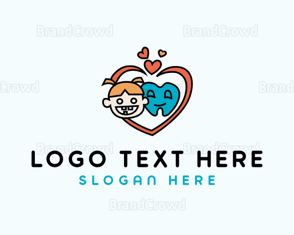 Cartoon Dental Pediatric Logo