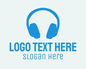 Music Streamer - Blue DJ Headphones logo design