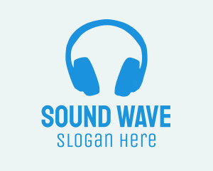 Stereo - Blue DJ Headphones logo design