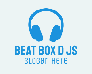 Dj - Blue DJ Headphones logo design
