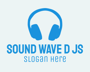 Dj - Blue DJ Headphones logo design