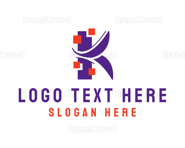 Modern Pixel Studio Letter K Logo