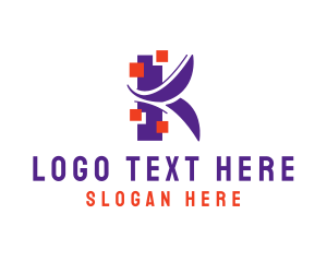 Pixel - Modern Pixel Studio Letter K logo design