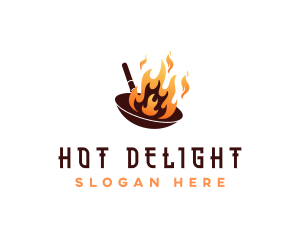 Flaming Cooking Wok logo design