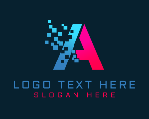 Telecom - Digital Pixel Lettermark A logo design