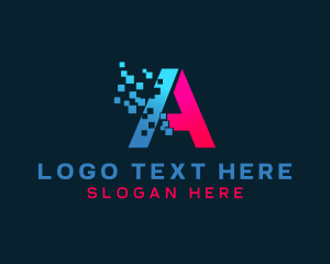 Letter A - Digital Pixel Lettermark A logo design