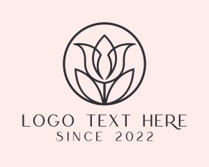 Gray - Tulip Flower Aesthetician logo design