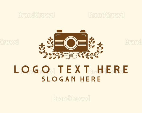 Retro Floral Camera Logo