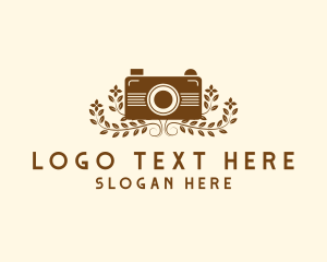 Leaves - Retro Floral Camera logo design