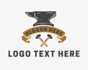 Worker - Blacksmith Anvil Banner logo design