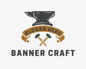 Blacksmith Anvil Banner logo design